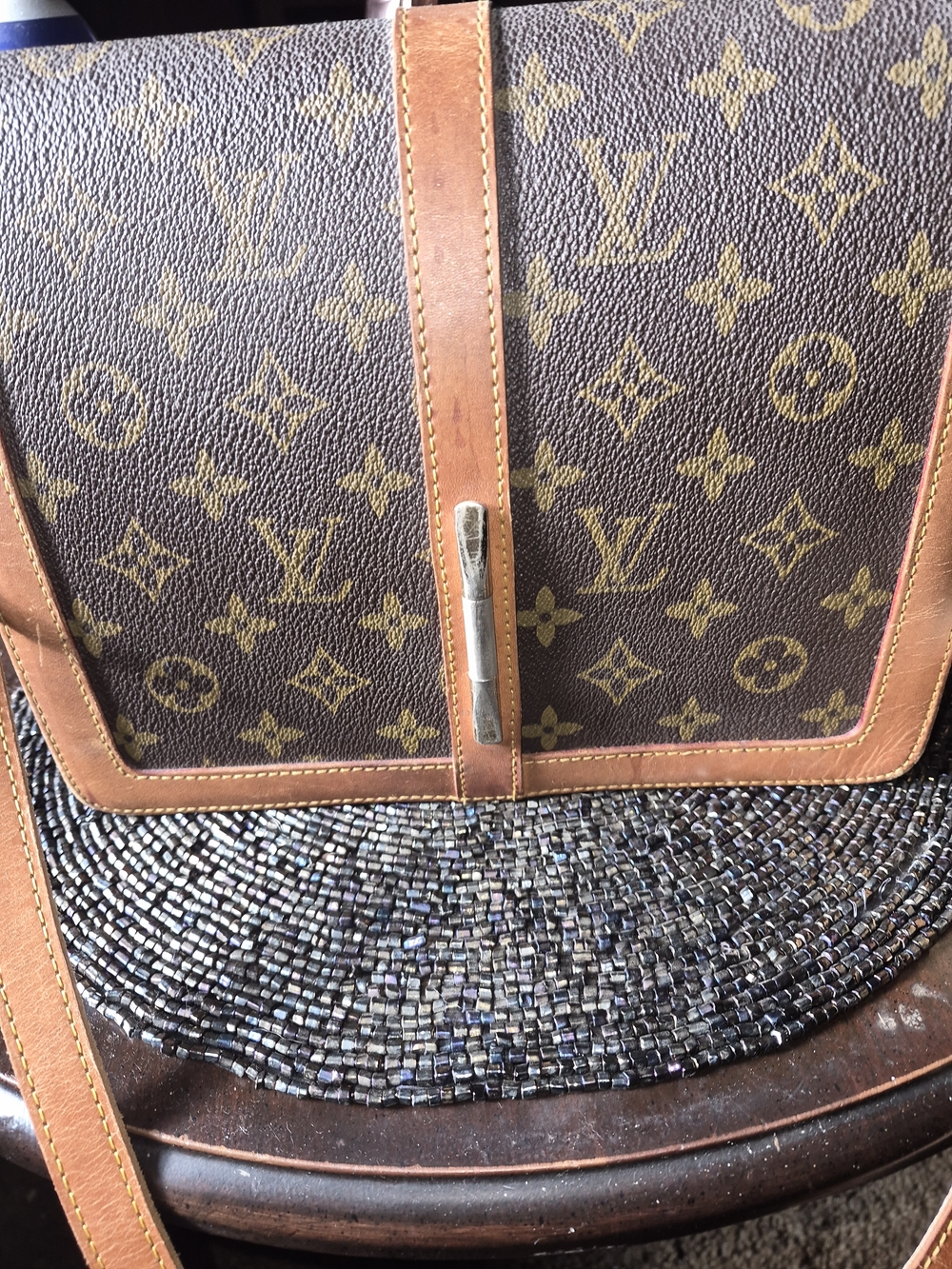 Louis Vuitton Brown Monogram Canvas Crossbody Bag with Tan Leather Trim